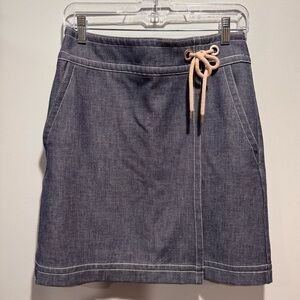 Ann Taylor Blue Denim Wrap Skirt with Drawstring